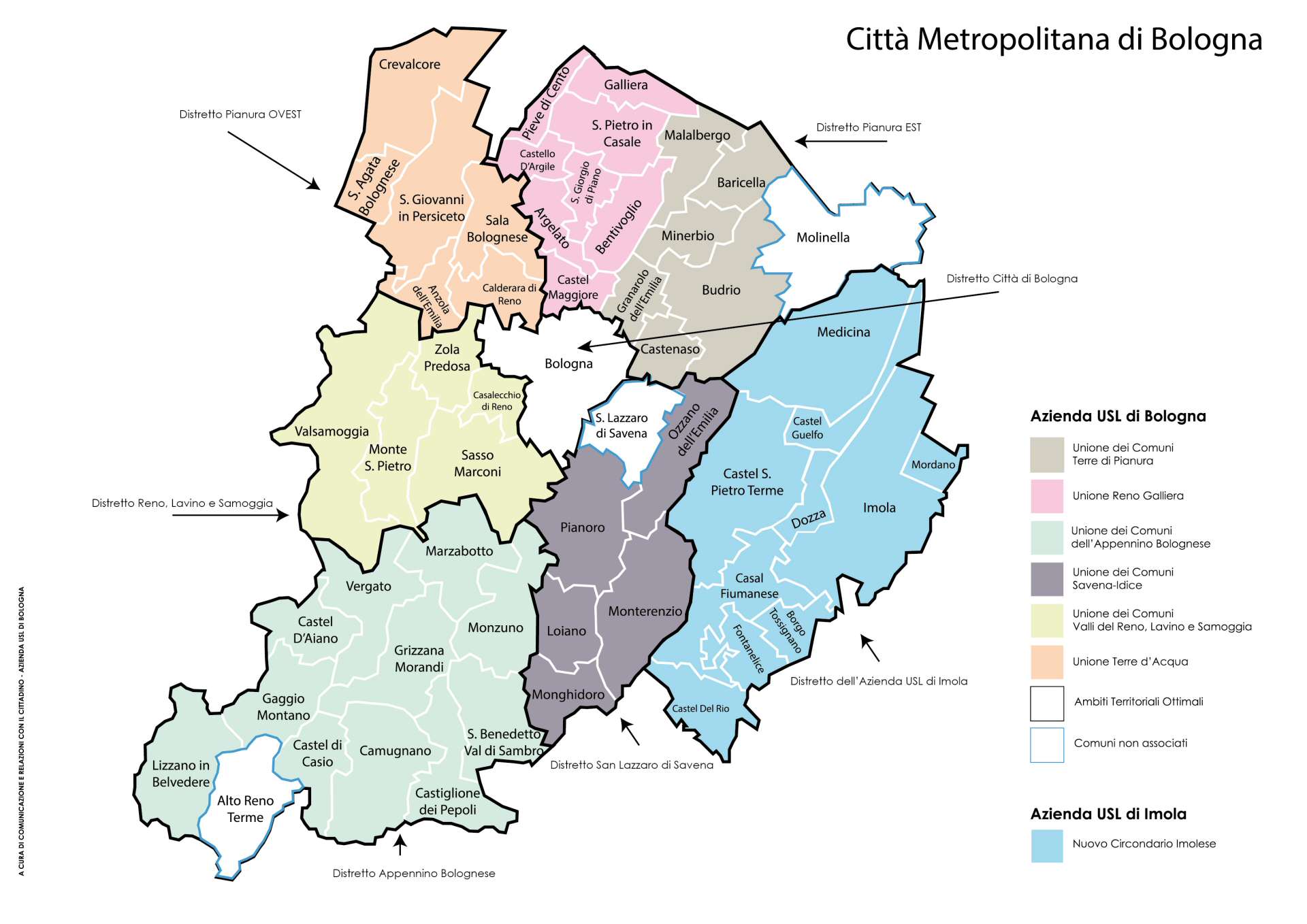Mappa della governance della Città metropolitana di Bologna 